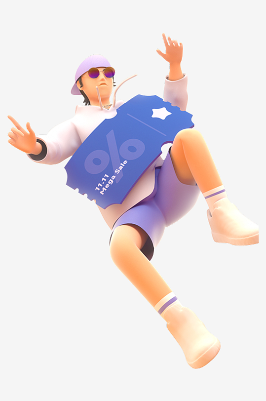 水彩3D人物免抠png图片-众图网