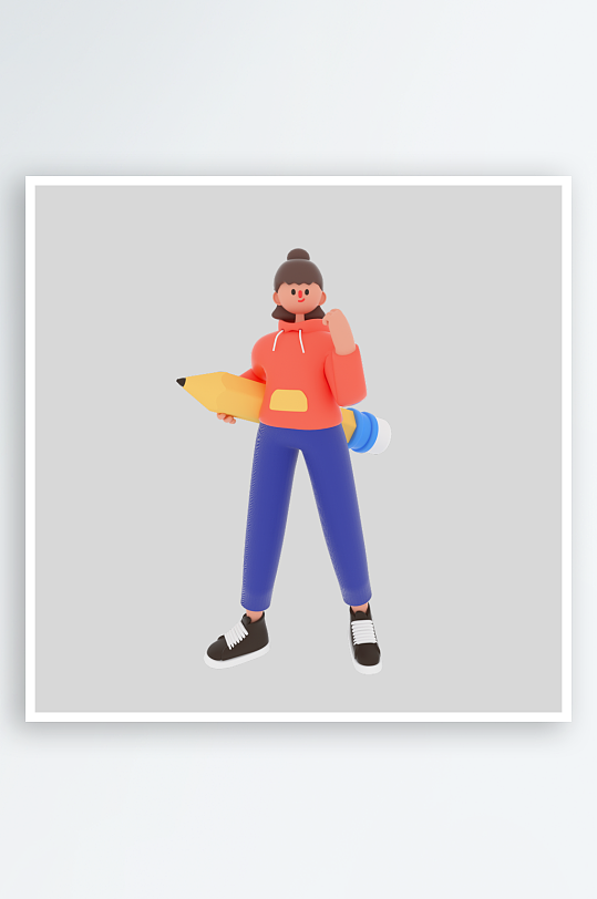 水彩3D人物免抠png素材-众图网