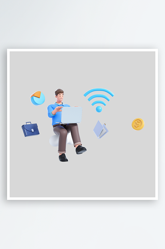 水彩3D人物免抠png素材-众图网