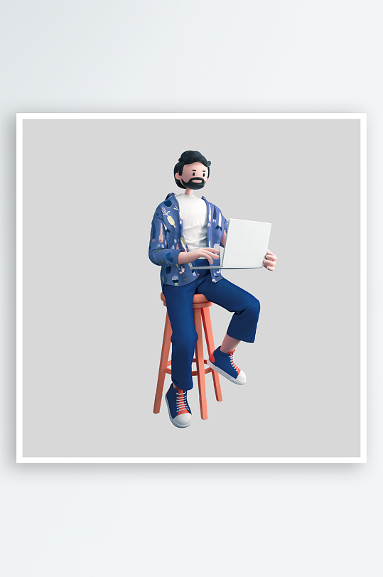 水彩3D人物免抠png素材-众图网