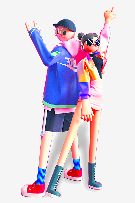 水彩3D人物免抠png图片素材-众图网