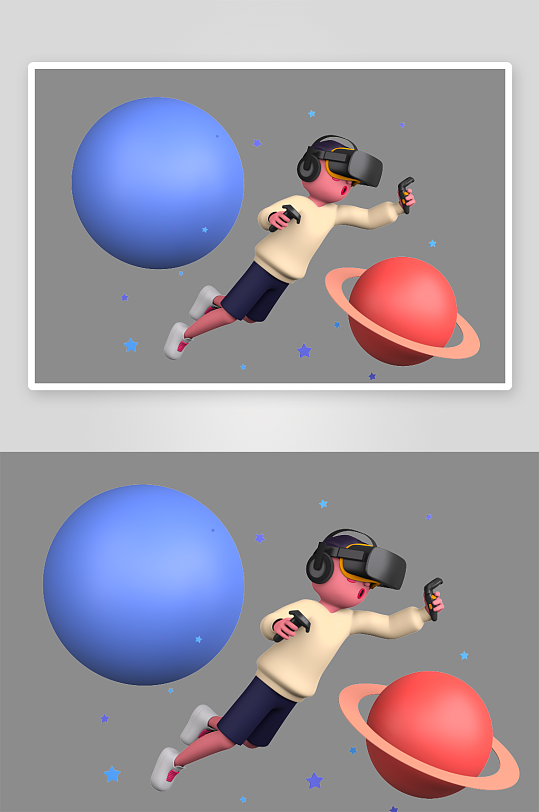 水彩3D人物免抠png图片素材-众图网