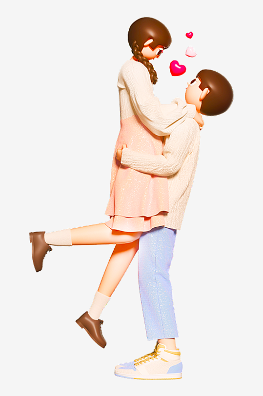 水彩3D人物免抠png素材-众图网