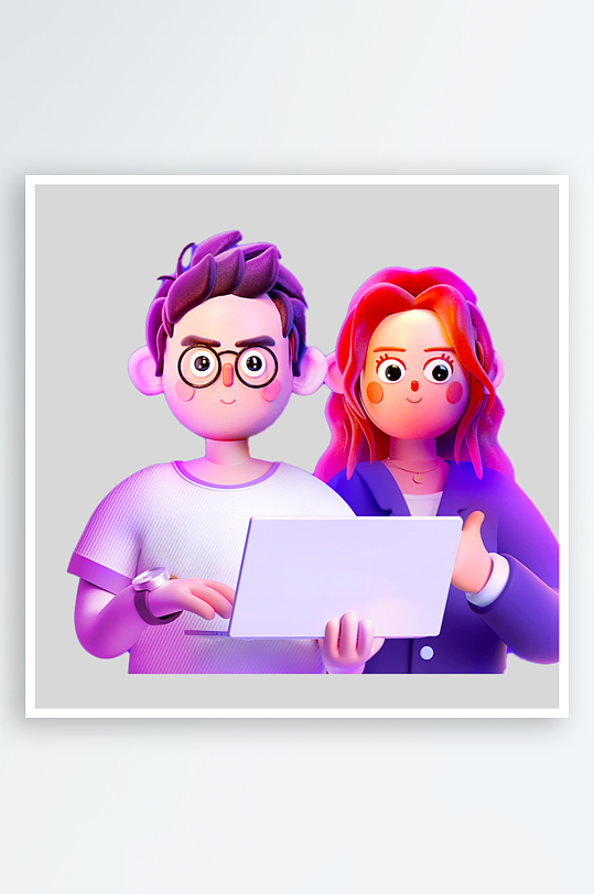 水彩3D人物免抠png素材-众图网