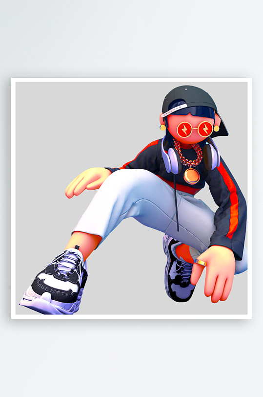 水彩3D人物免抠png素材-众图网