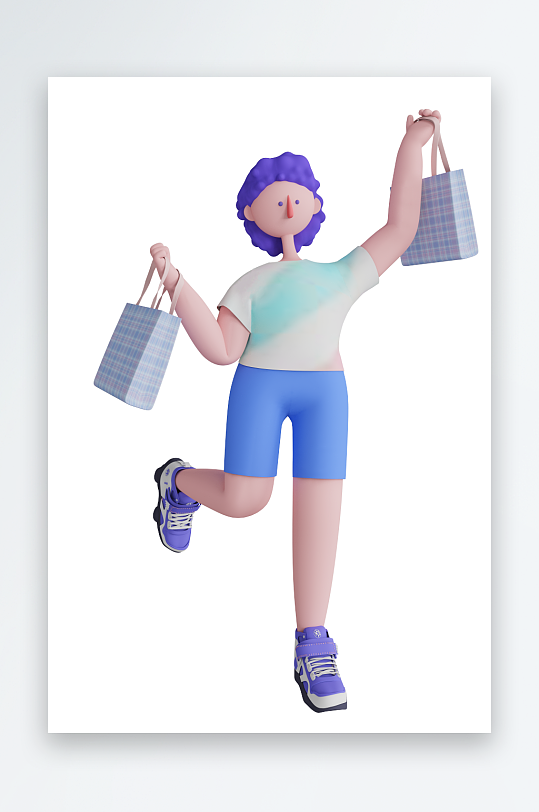 水彩3D人物免抠png素材-众图网