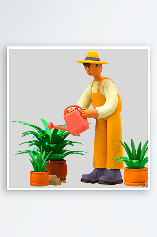 水彩3D人物免抠png图片-众图网