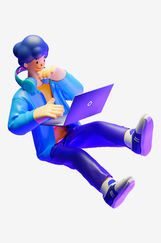 水彩3D人物免抠png图片-众图网