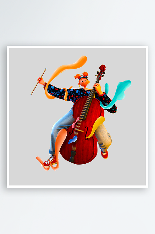 水彩3D人物免抠png图片-众图网