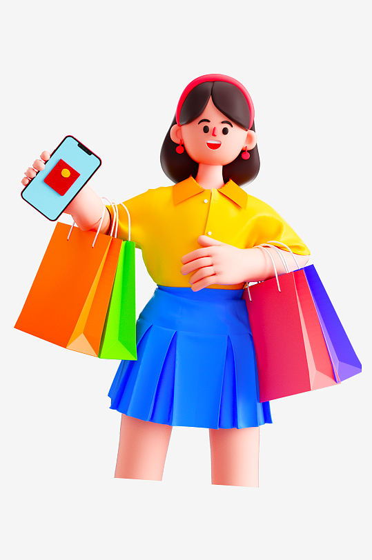 水彩3D人物免抠png图片-众图网