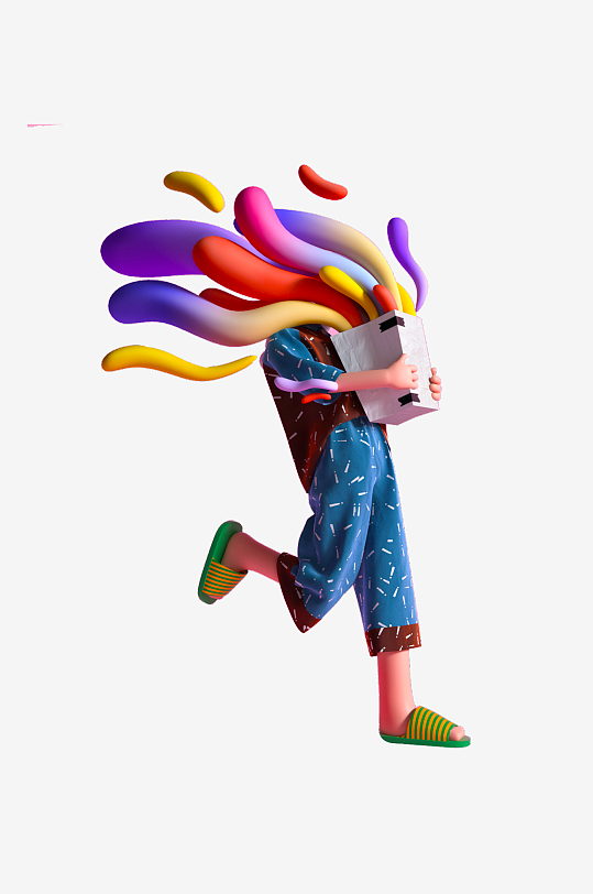 水彩3D人物免抠png图片-众图网