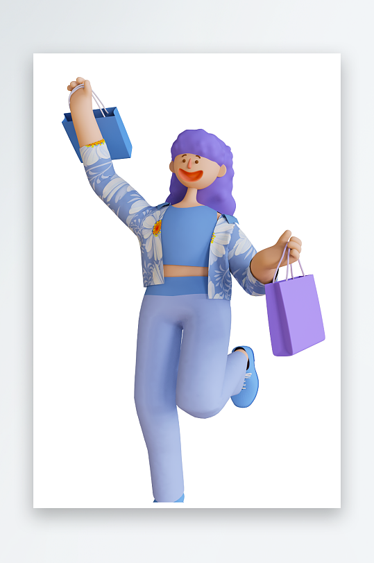 水彩3D人物免抠png图片-众图网