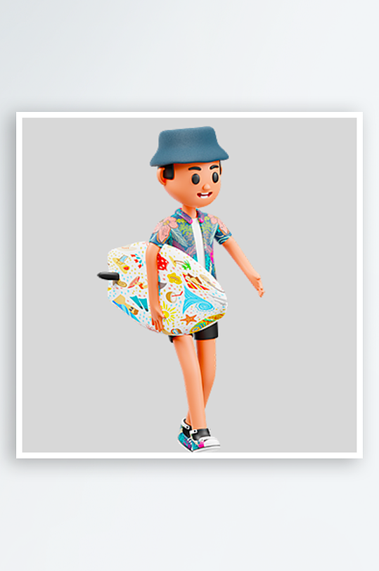 水彩3D人物免抠png素材-众图网