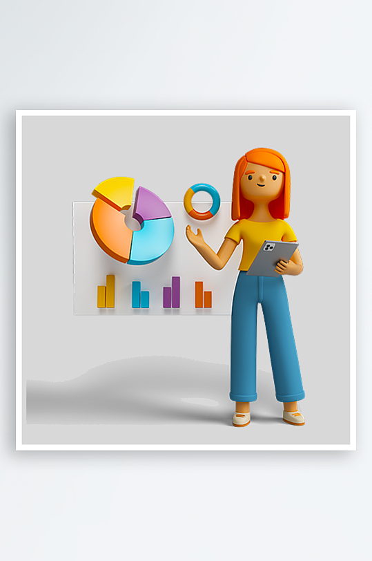 水彩3D人物免抠png素材-众图网