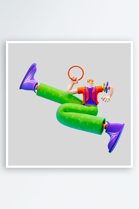 水彩3D人物免抠png素材-众图网