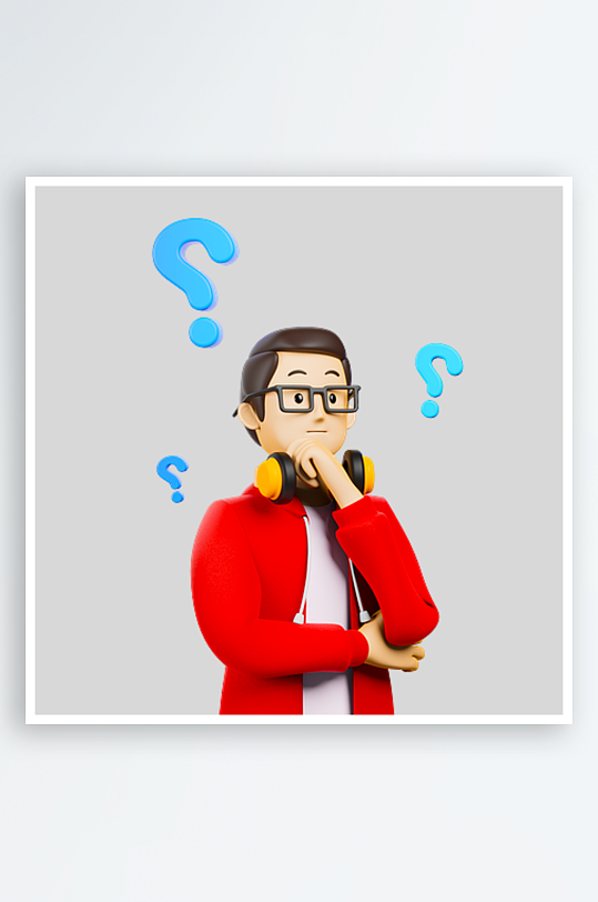 水彩3D人物免抠png素材-众图网