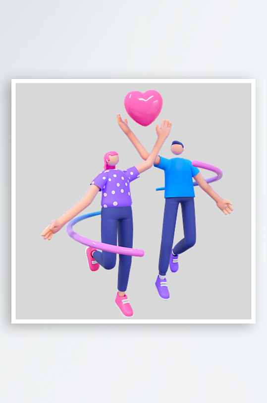 水彩3D人物免抠png素材-众图网