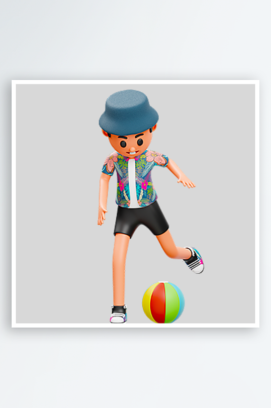 水彩3D人物png素材-众图网