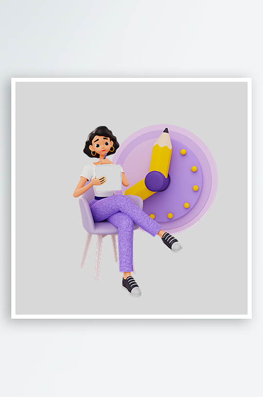 水彩3D人物png素材-众图网