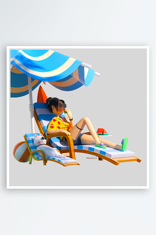 水彩3D人物png素材-众图网