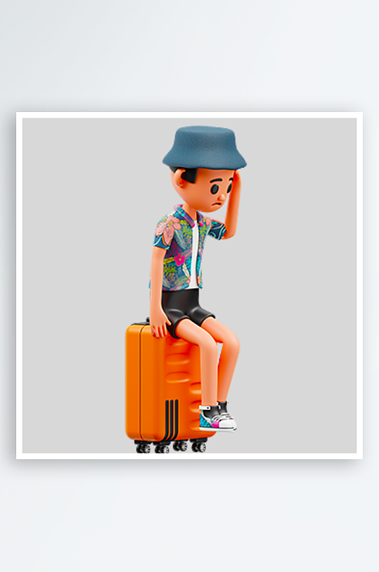 水彩3D人物png素材-众图网