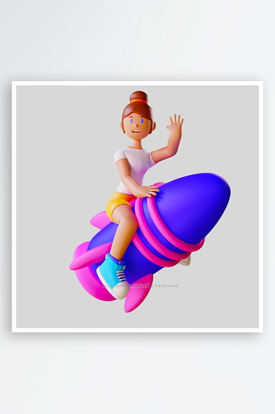 水彩3D人物png素材-众图网