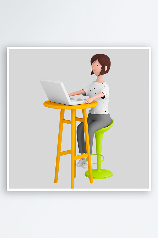 水彩3D人物png免抠素材-众图网