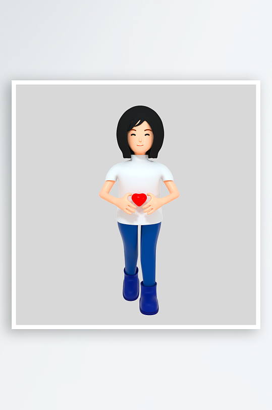 水彩3D人物png免抠素材-众图网