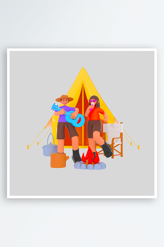 水彩3D人物png免抠素材-众图网