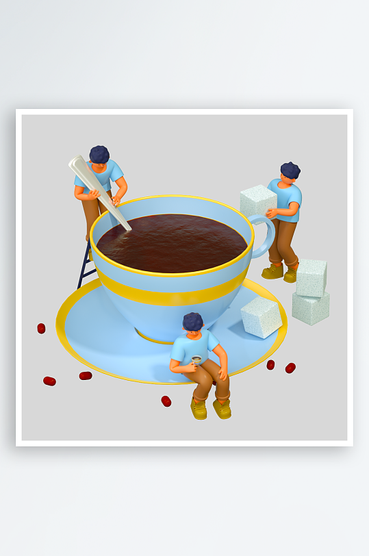 水彩3D人物png免抠png素材-众图网