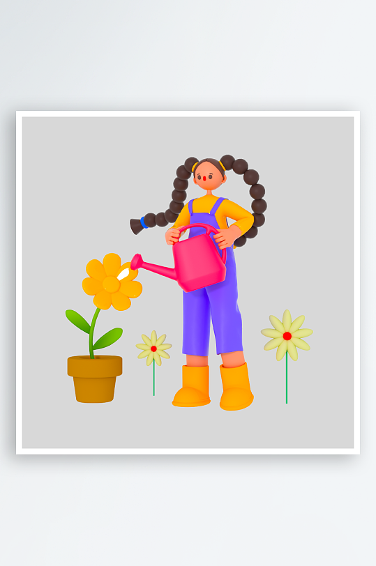 水彩3D人物png免抠png素材-众图网