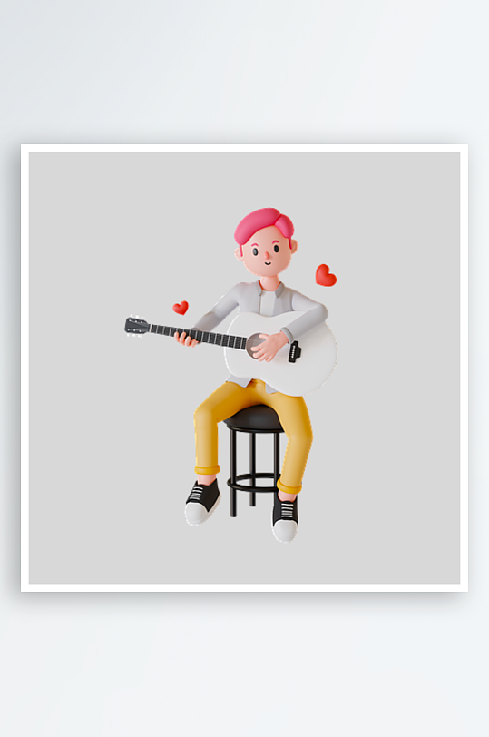 水彩3D人物png免抠素材-众图网