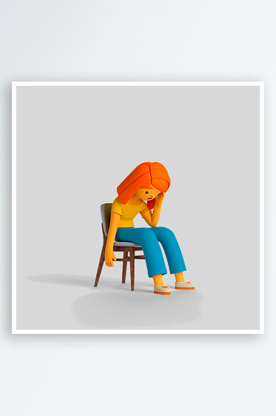 水彩3D人物png免抠素材-众图网