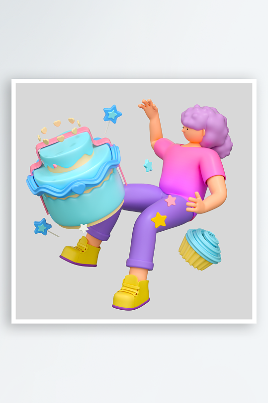 水彩3D人物png免抠素材-众图网