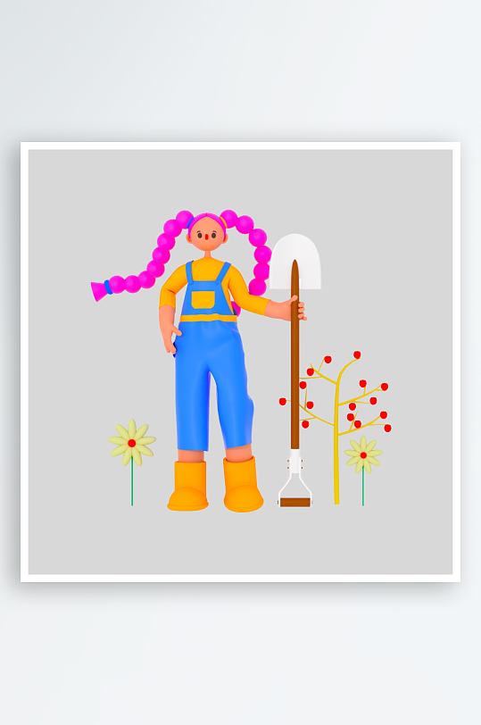 水彩3D人物png免抠素材-众图网