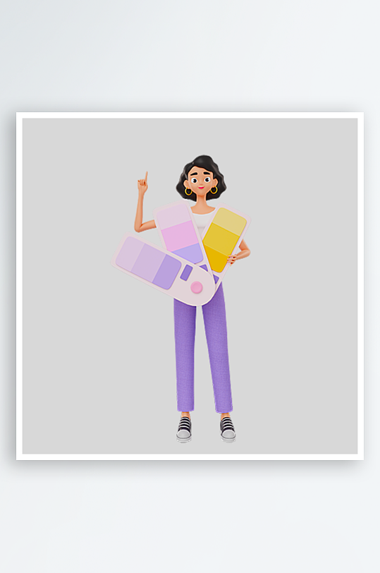 水彩3D人物png免抠素材-众图网