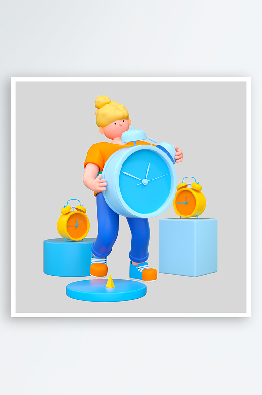 水彩3D人物png免抠图-众图网