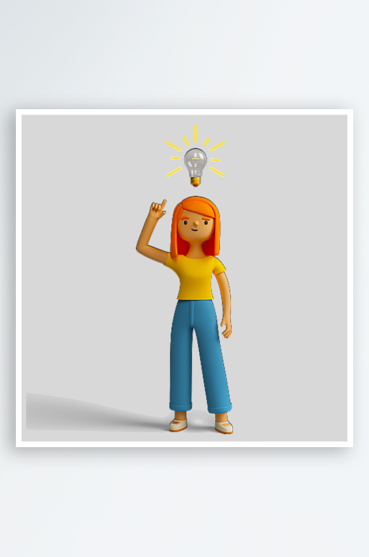 水彩3D人物png免抠图-众图网