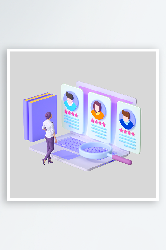 水彩3D人物png素材-众图网