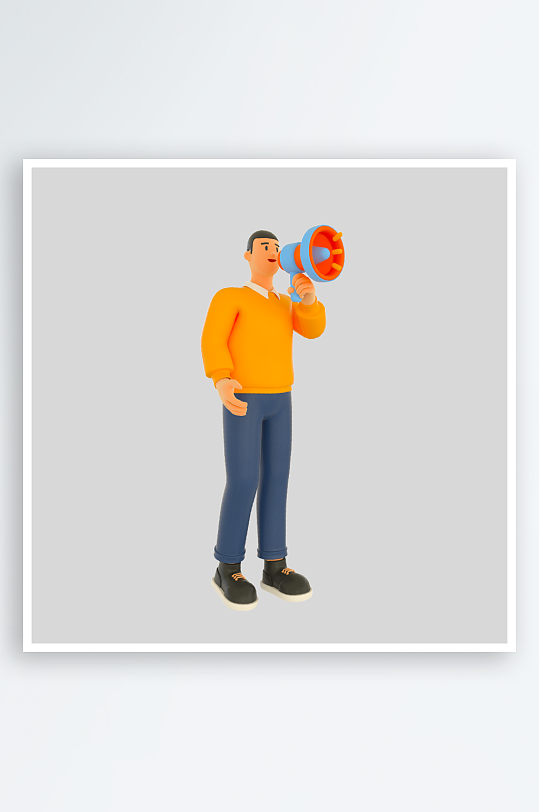 水彩3D人物免抠素材-众图网