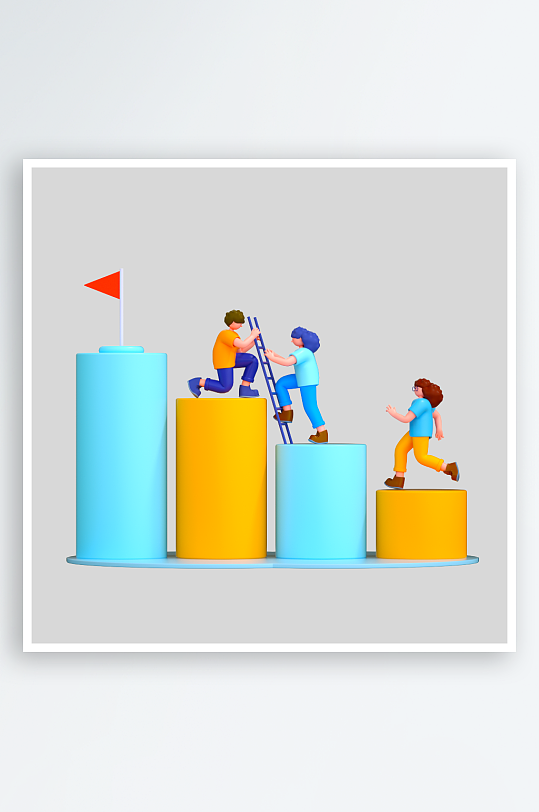 水彩3D人物免抠png图片-众图网