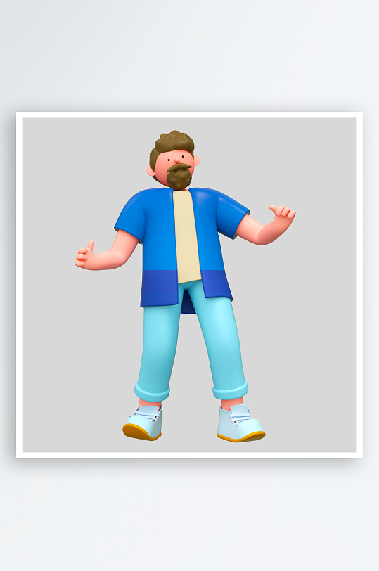 水彩3D人物免抠png素材-众图网