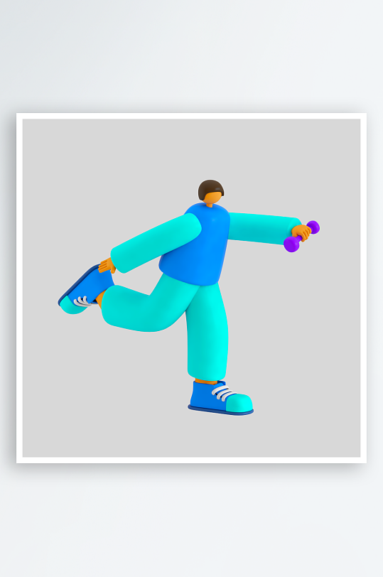 水彩3D立体人物免抠素材-众图网