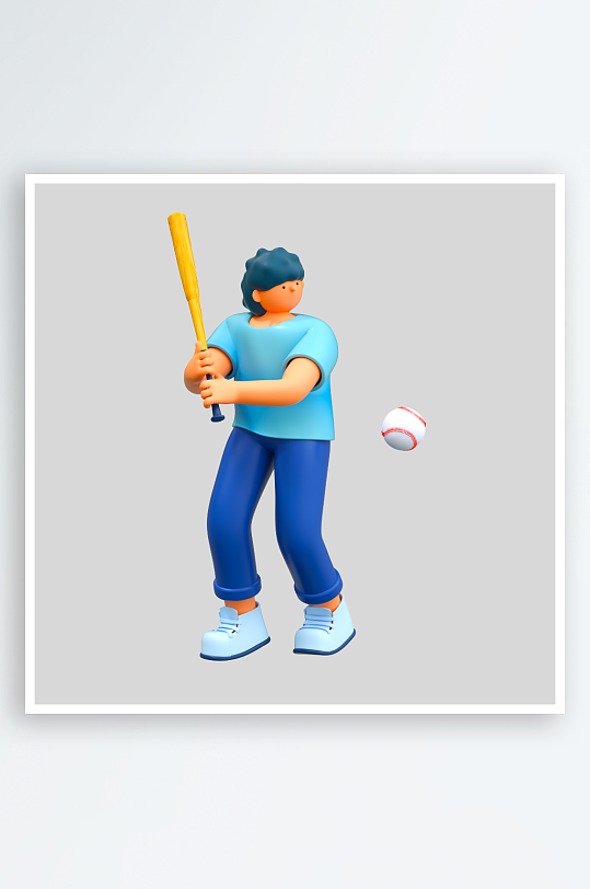 水彩3D立体人物免抠素材-众图网