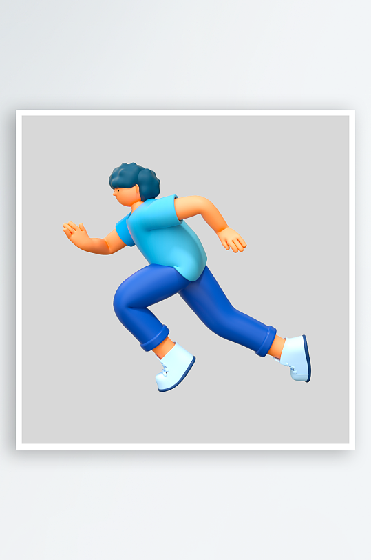 水彩3D立体人物免抠素材-众图网