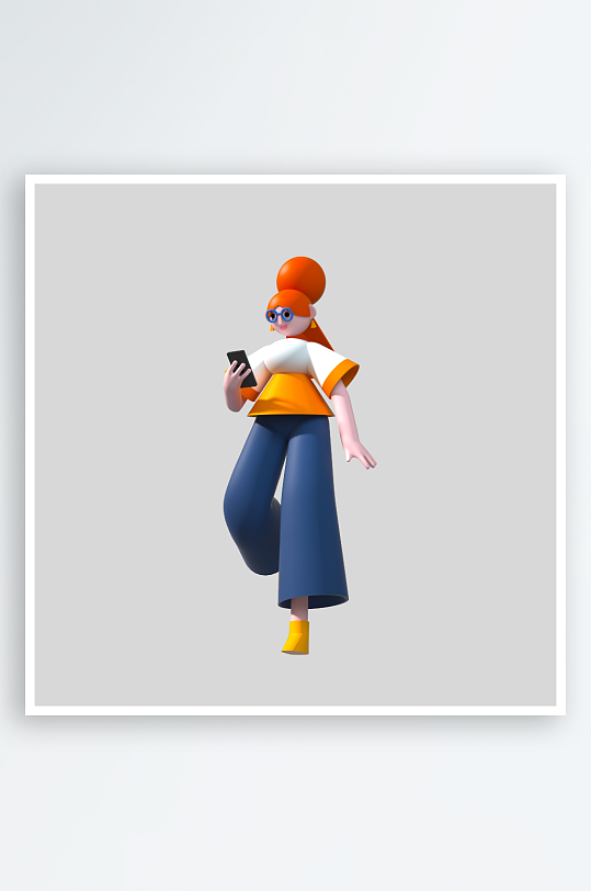 水彩3D立体人物免抠素材-众图网