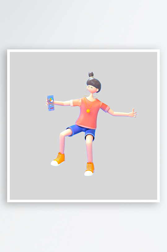 水彩3D立体人物免抠素材-众图网