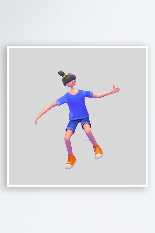 水彩3D立体人物免抠素材-众图网