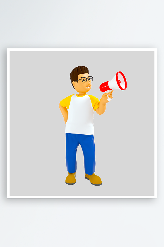 水彩3D立体人物免抠素材-众图网