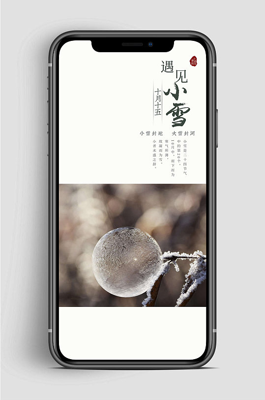 小雪节气传统文化手机海报